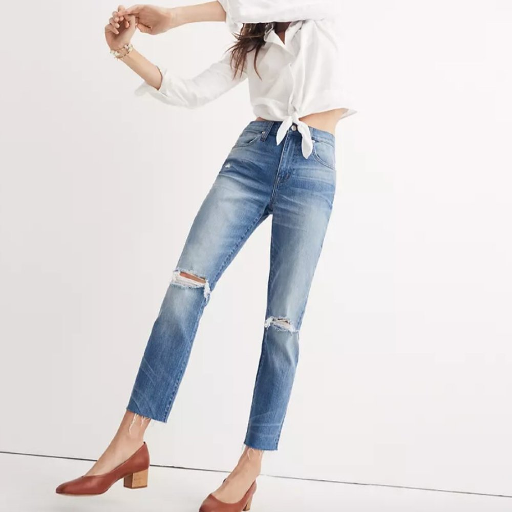 The High-Rise Slim Crop Boyjean: Knee-Rip Edition